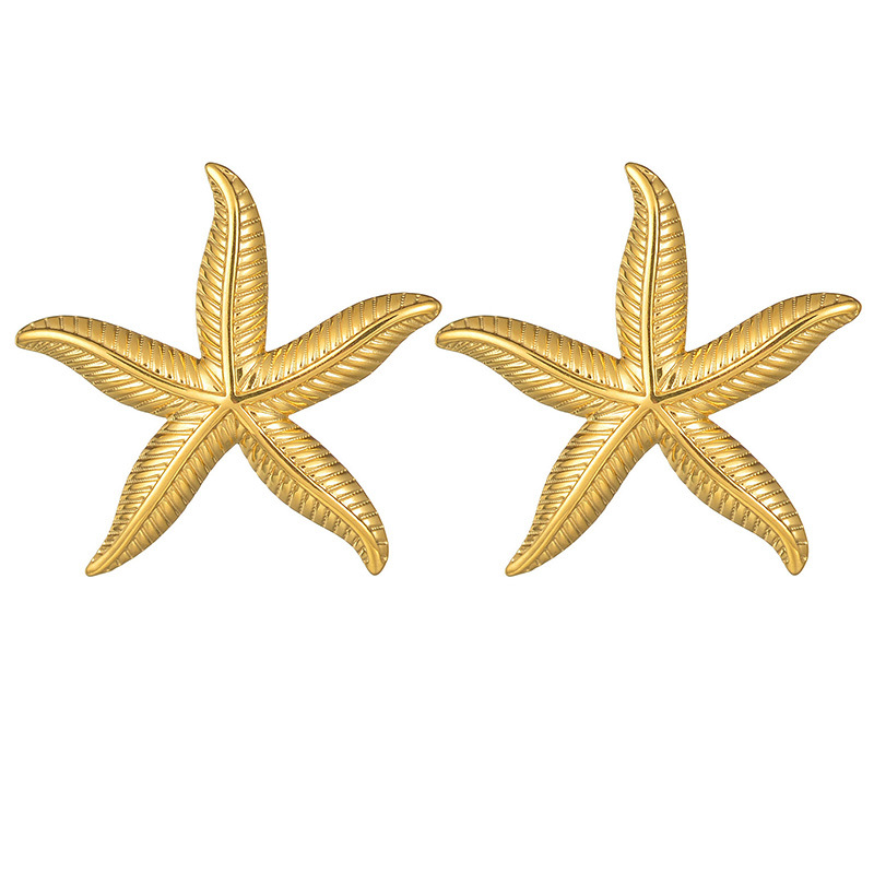 1 Pair Minimalist Style Vacation Starfish Shape Stainless Steel Gold Color Women's Stud Earrings Picture2