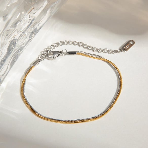 1 Piece Simple Series Delicate Line Stainless Steel Gold & Silver Color Chain Bracelets 2