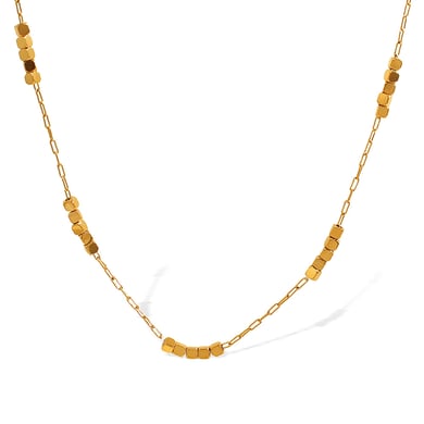1 Stück Simple Series Klassische einfarbige Titanstahl-Goldfarbene Damenketten h5 Bild6
