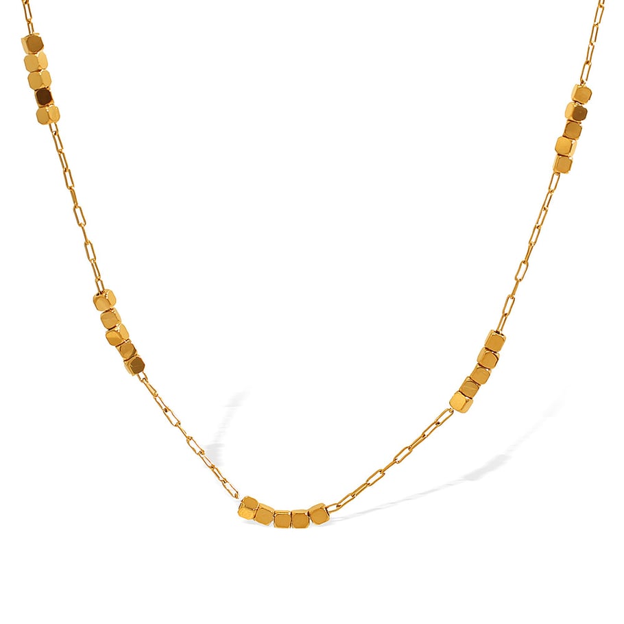 1 Stück Simple Series Klassische einfarbige Titanstahl-Goldfarbene Damenketten Bild6