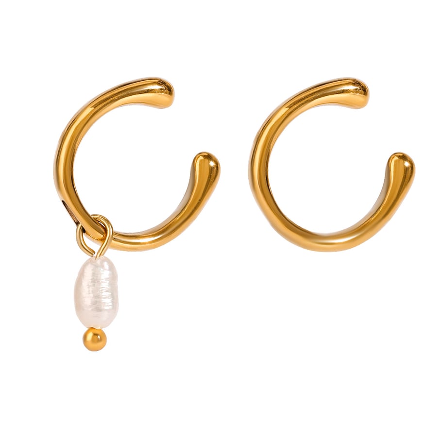 1 Pair Romantic Series French Retro Annular Exquisite Stainless Steel Gold Color Women's Clip-on Earrings Picture6