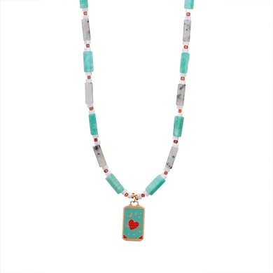 1 Piece Ethnic Series Bohemian Moon Tarot Stainless Steel Gold Color Natural Stone Women's Pendant Necklaces h5 Picture12