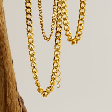 1 Stück Simple Series Daily Solid Color Edelstahl 14K vergoldet Unisex Kettenhalsketten h5 Bild4