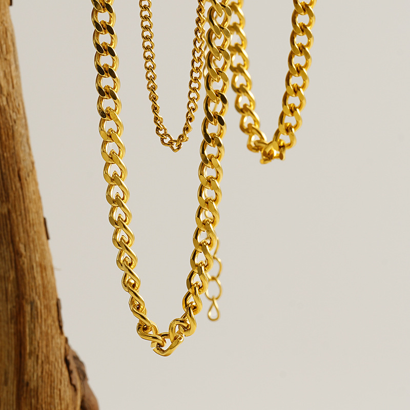 1 Stück Simple Series Daily Solid Color Edelstahl 14K vergoldet Unisex Kettenhalsketten Bild4