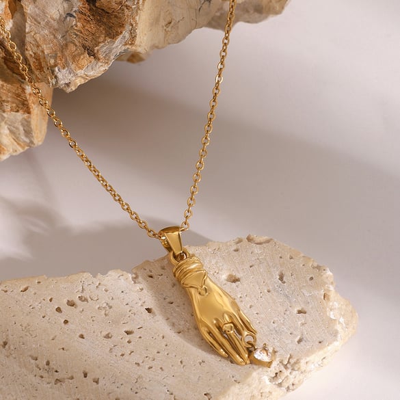 1 Piece Simple Series Punk Geometric Stainless Steel 18K Gold Plated Zircon Women Pendant necklaces
