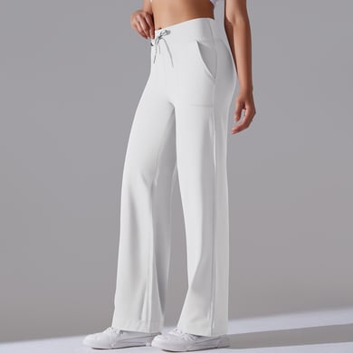 1 Piece Solid Colored High End Elastic Loose  Casual Women's Sports Long Pants h5 Picture4