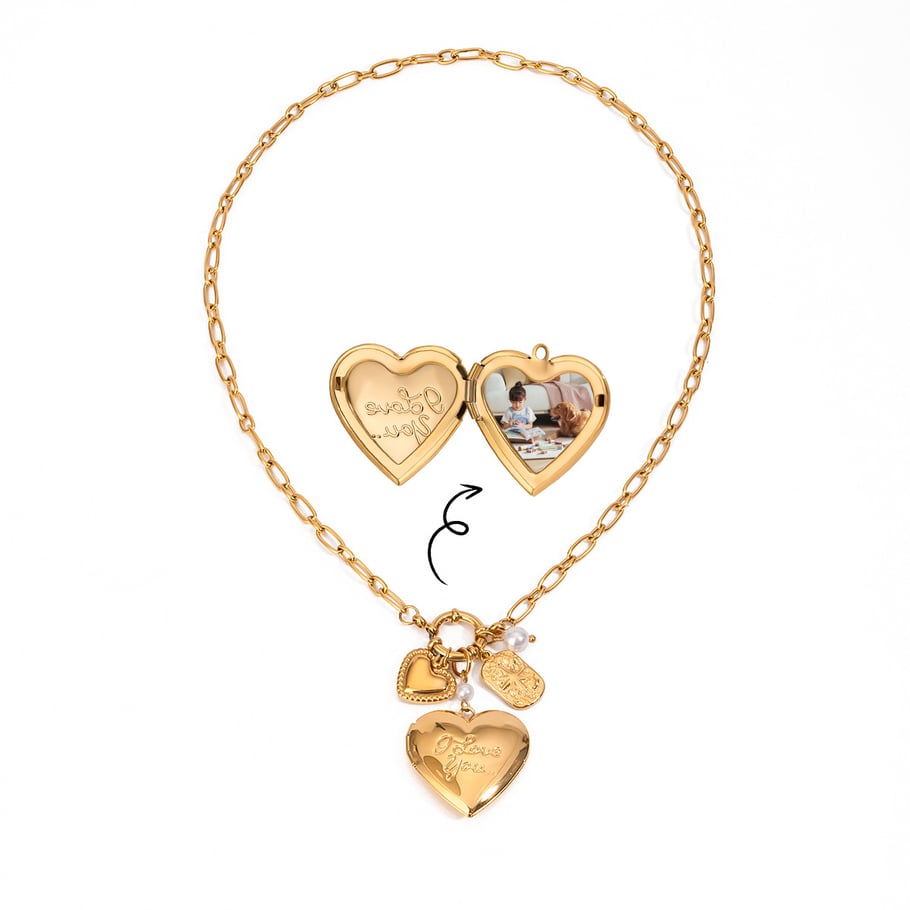 1 Piece Classic Series Fashionable Heart Shape Stainless Steel Gold Color Women's DIY Pendant Necklaces Picture6