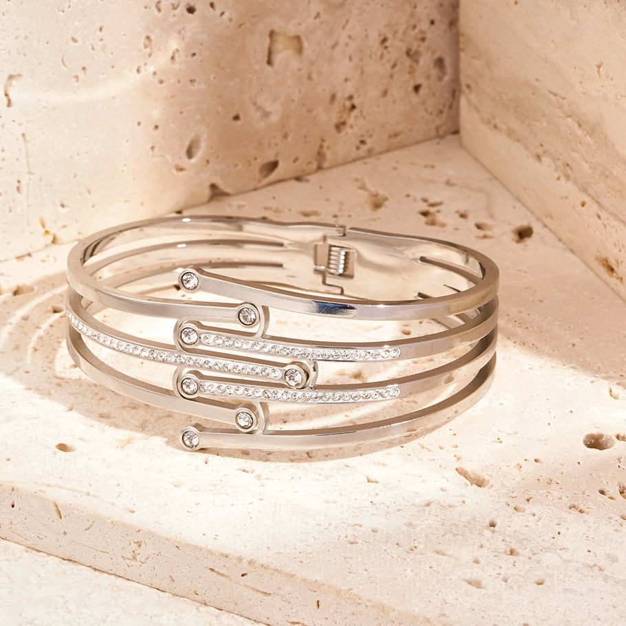 1 Piece Stylish Series Chic Natural Line Stainless Steel Gold Color Women's Bangles Picture5