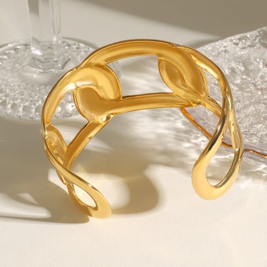 1 Stück Simple Series Casual Solid Color Edelstahl 18 Karat vergoldete Damen Armreifen h5 Bild4