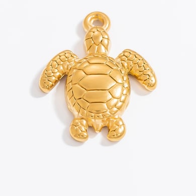 1 Pair Simple Series Daily Turtle Stainless Steel Gold Color DIY Women's Pendants h5 Picture5