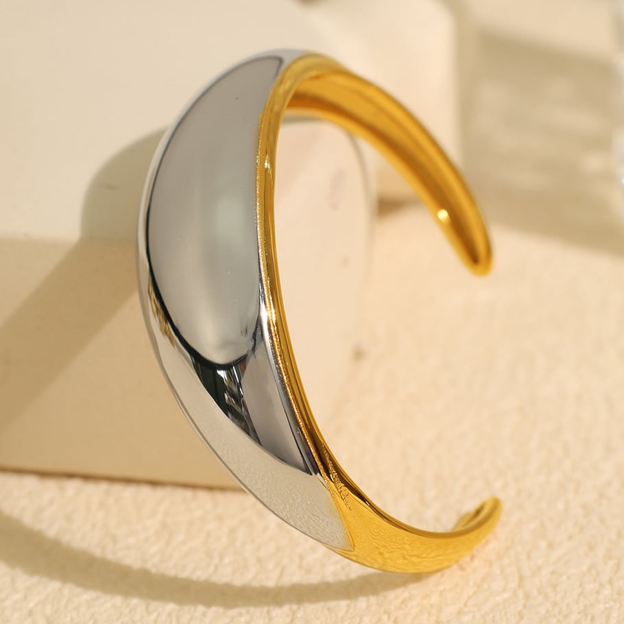 1 Piece Simple Series Simple Geometric Stainless Steel 18K Gold Plated Women Bangles Picture4