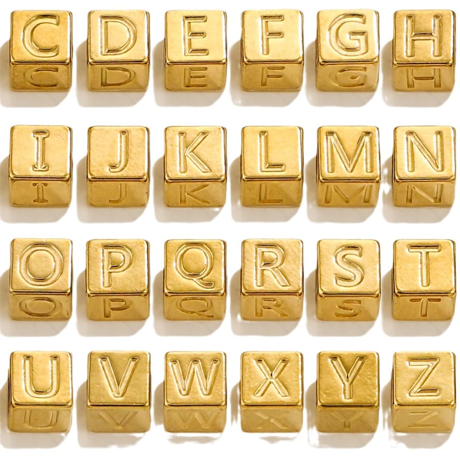 1 Piece Simple Series Letter Square DIY Stainless Steel Gold Color Unisex Pendants h5Picture6