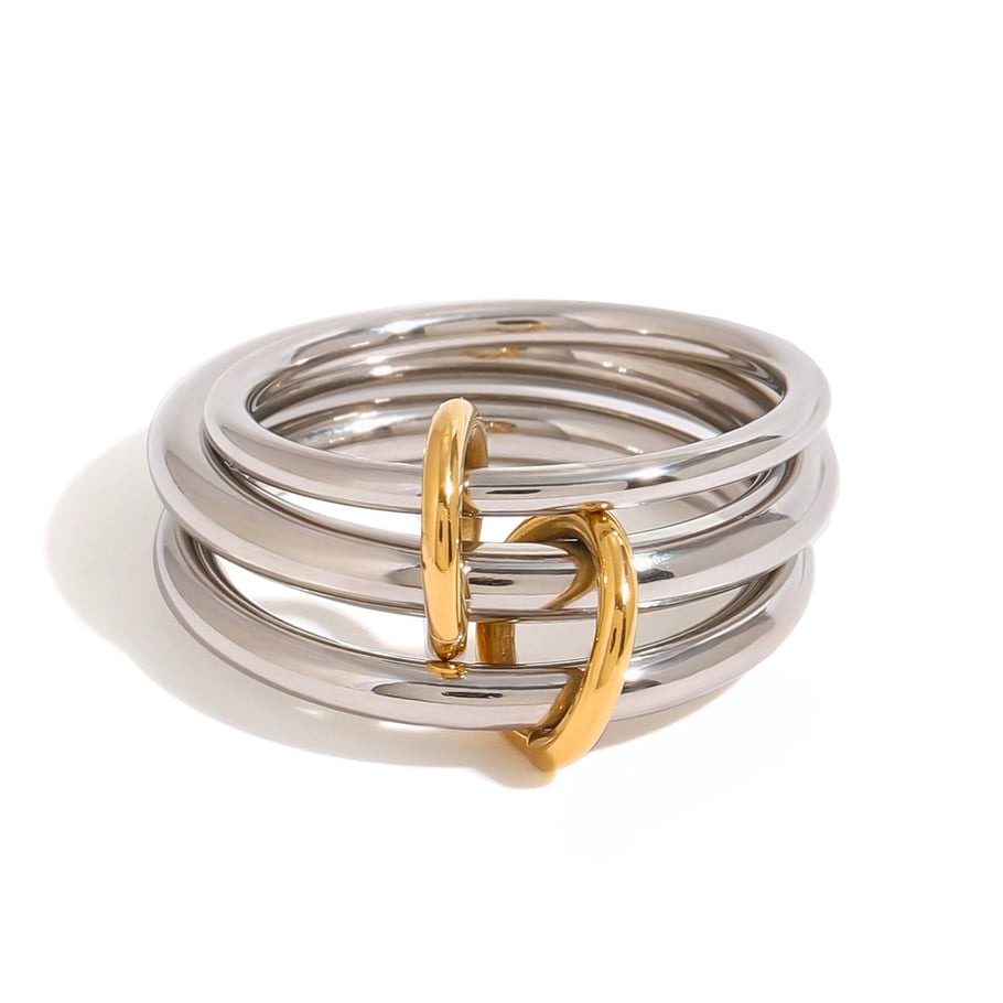1 Pair Classic Series Moddern Annular Stainless Steel Gold and Silver Color Women's Single Rings Picture7