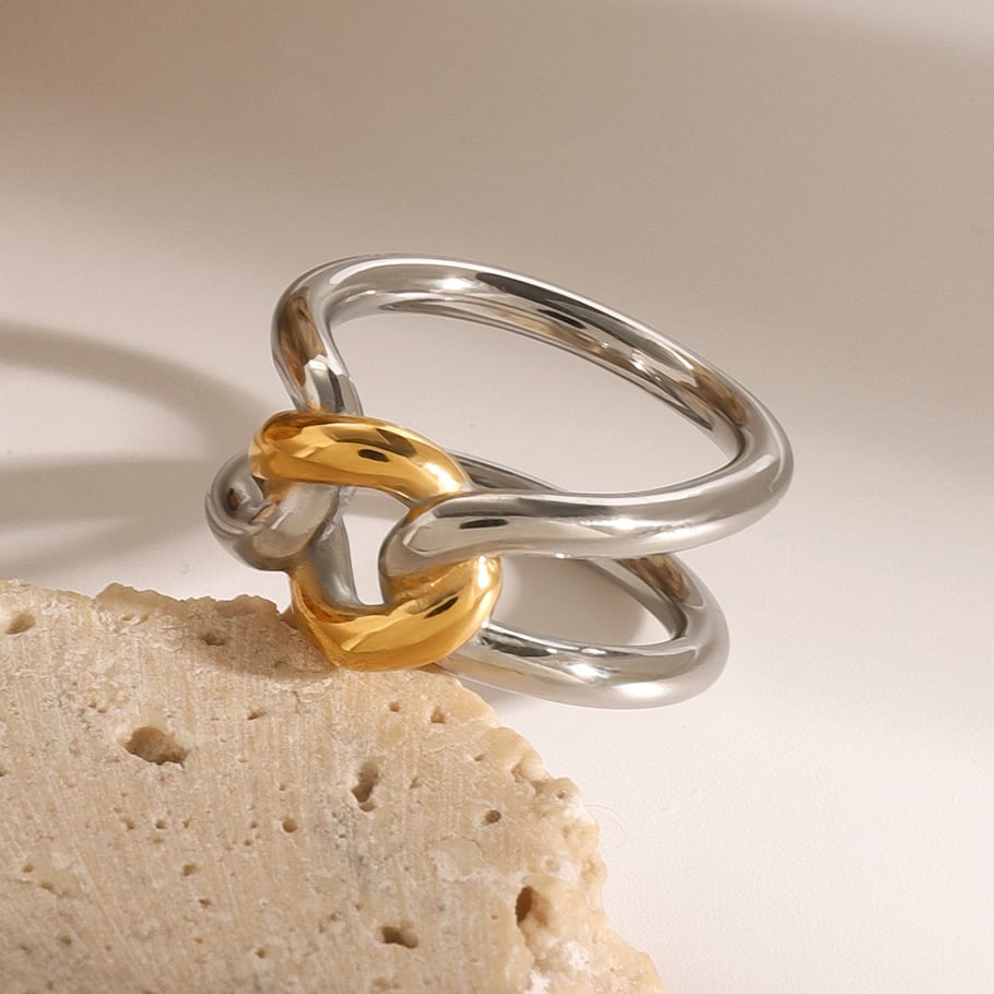 1 Paar Simple Series Simple Twist Edelstahl 18 Karat vergoldet Damen Einzelringe Bild4