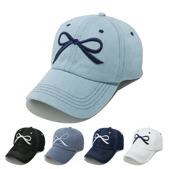 1 Piece Denim Bow Embroidery Baseball Cap 2