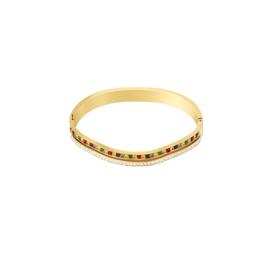 1 stuk luxe serie elegante gemengde kleuren roestvrij staal goudkleurige damesarmbanden h5Afbeelding3