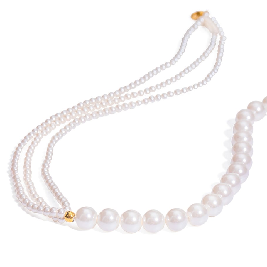 1 Stück Klassische Serie Elegante Perlen Edelstahl 18K vergoldet Frauen Perlen Halsketten Bild5