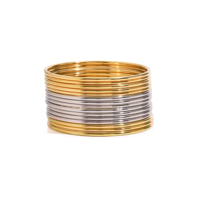 1 Piece Simple Series Simple Annular Stainless Steel 18K Gold Plated Women Bangles h5 Picture9