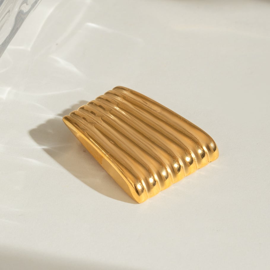 1 paire de broches géométriques classiques pour femme, série simple, en acier inoxydable plaqué or h5Image4