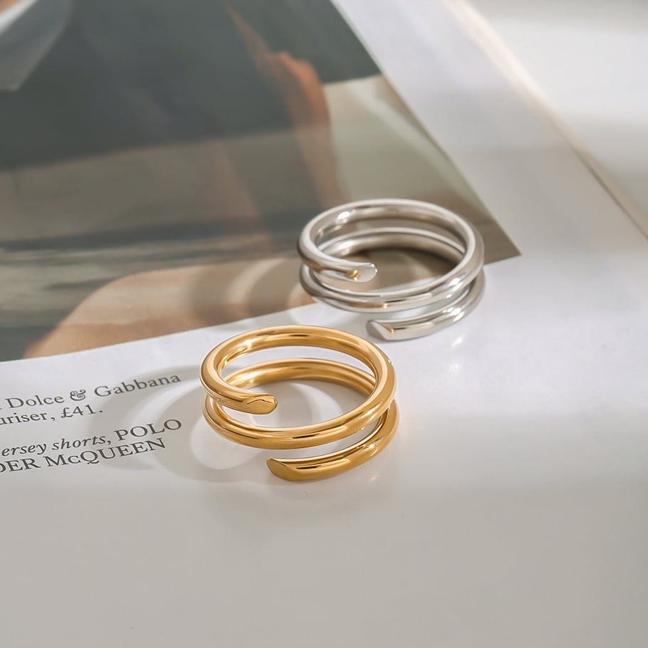 1 Piece Simple Series High-end Circle Stainless Steel   Gold Color  Women's Single Rings Picture8