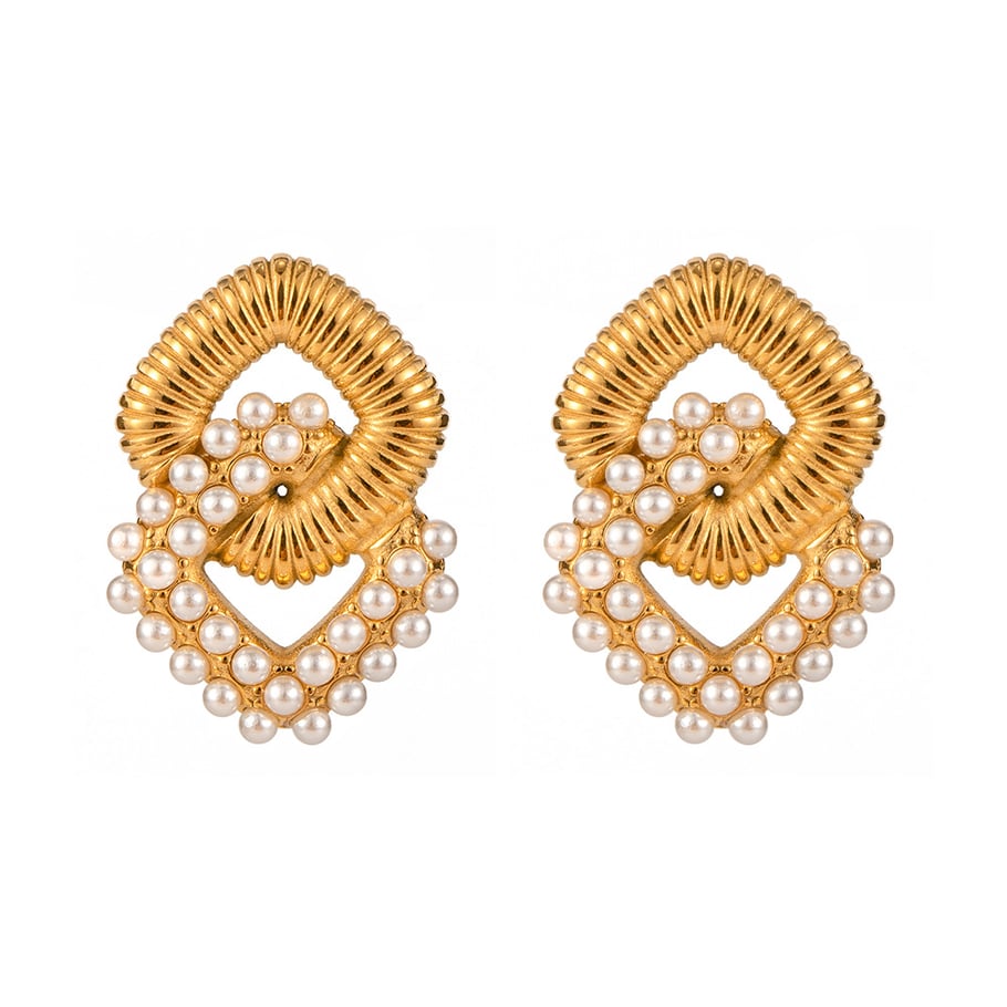 1 Paar Klassische Serie Elegante Geometrische Edelstahl 18K Vergoldet Künstliche Perle Frauen Tropfen Ohrringe Bild6