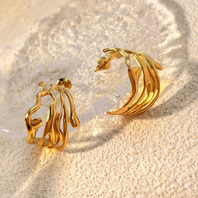 1 Pair Irregular Shape Stainless Steel Gold Color Women's Stud Earrings h5 Picture4