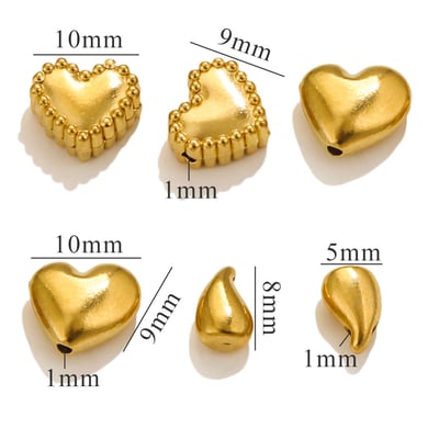 1 paio di pendenti da donna in acciaio inossidabile placcato oro 18 carati con cuore semplice della serie semplice h5 Immagine4