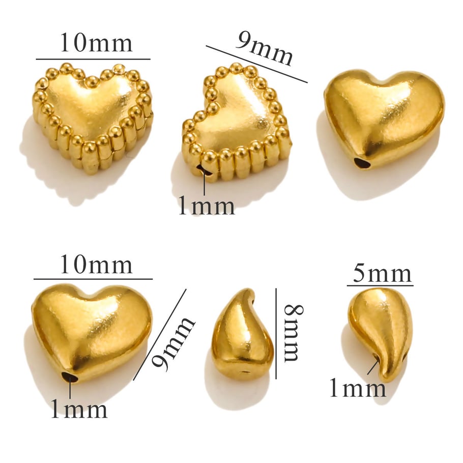 1 paio di pendenti da donna in acciaio inossidabile placcato oro 18 carati con cuore semplice della serie semplice Immagine4
