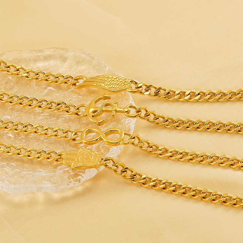1 Piece Simple Series Classic Stainless Steel 18K Gold Plated Unisex Chain Bracelets Picture4