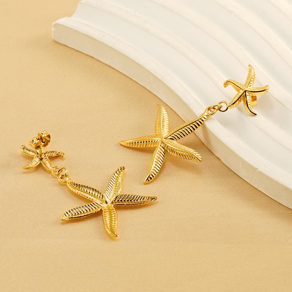 1 Pair Simple Series Classic Turtle Stainless Steel 18K Gold Plated Women Earrings Set 2