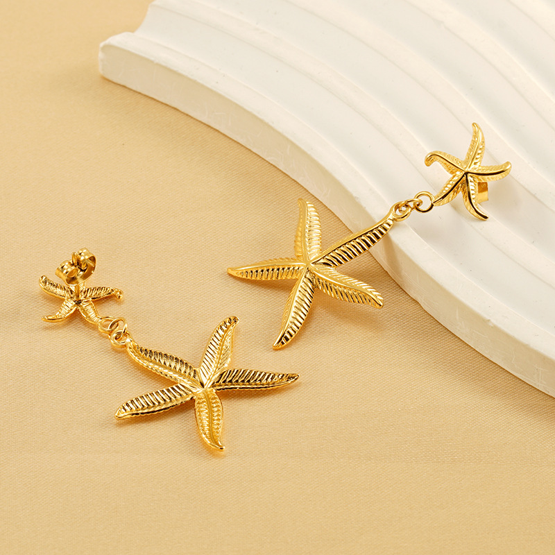 1 Pair Simple Series Classic Turtle Stainless Steel 18K Gold Plated Women Earrings Set Picture5
