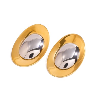 1 Pair Simple Series Casual Geometric Stainless Steel 18K Gold Plated Women Stud Earrings h5 Picture5