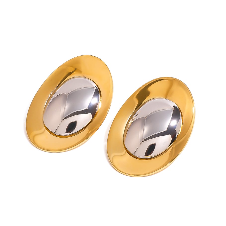 1 Pair Simple Series Casual Geometric Stainless Steel 18K Gold Plated Women Stud Earrings Picture5