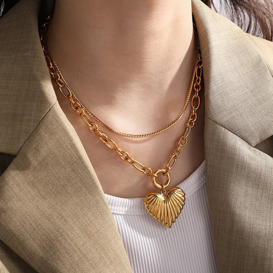 1 Piece Romantic Series Sweet Heart Titanium Steel   Gold Color  Women's Pendant Necklaces Picture5
