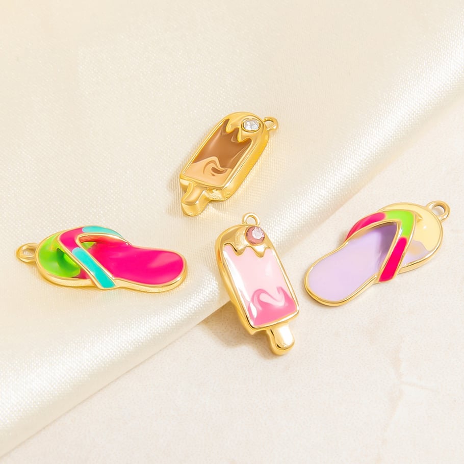 1 pieza de colgantes de acero inoxidable dorados con diseño de planta de vacaciones de serie simple para mujer Imagen5