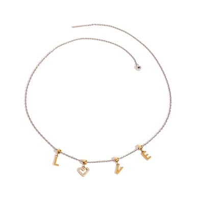 1 pezzo semplice serie semplice lettera acciaio inossidabile placcato oro 18K strass donne ciondolo collane h5 Immagine5