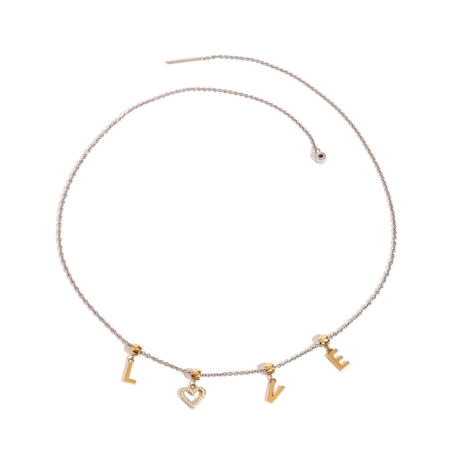 1 pezzo semplice serie semplice lettera acciaio inossidabile placcato oro 18K strass donne ciondolo collane Immagine5