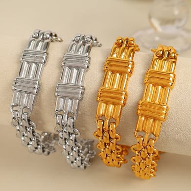 1 Piece Simple Series Classic Chain Titanium Steel   Gold Color  Women's Chain Necklaces h5 Picture3