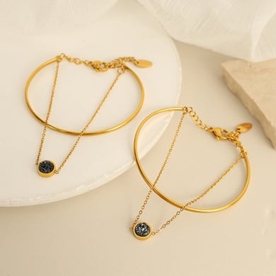 1 Piece Simple Series Simple Geometric Stainless Steel 18K Gold Plated Women Charm Bracelets h5 Picture3