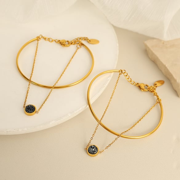 1 Piece Simple Series Simple Geometric Stainless Steel 18K Gold Plated Women Charm Bracelets