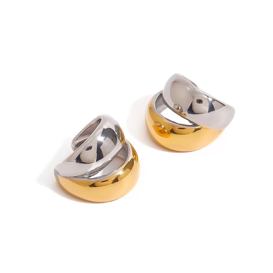 1 Pair Simple Series Daily Annular Stainless Steel Gold And Silver Mixed Color Women's Clip-on Earrings h5Picture6