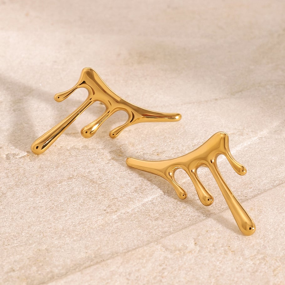 1 Pair Simple Series Simple irregular Stainless Steel 18K Gold Plated Women Stud Earrings Picture3