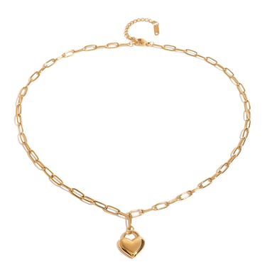 1 Piece Simple Series Daily Heart Clip Shape Stainless Steel 18K Gold Plated Women's Pendant Necklace h5 Picture5