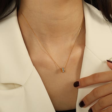 1 Piece Elegant Series Classic Daily Round Stainless Steel Gold Color Women's Pendant Necklaces h5 Picture6