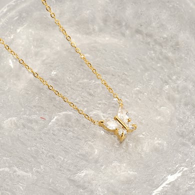 1 Piece Simple Series Simple Bow Knot Titanium Steel 18K Gold Plated Zircon Women Pendant Necklaces h5 Picture5