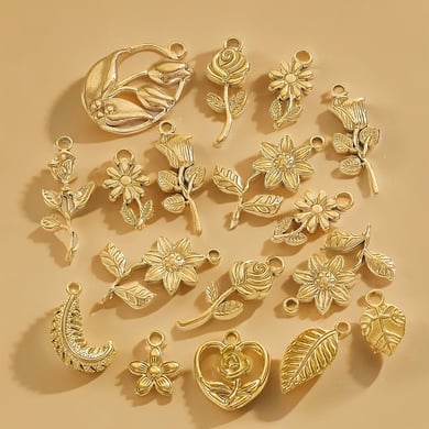 1 paar romantische serie dagelijkse bloemen roestvrij staal 18K vergulde dameshangers h5 Afbeelding5