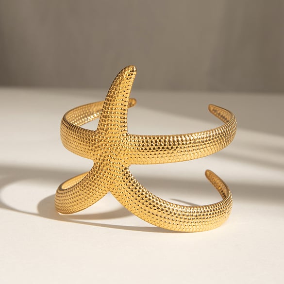 1 pezzo semplice serie elegante stella marina in acciaio inossidabile placcato oro 18K braccialetti da donna