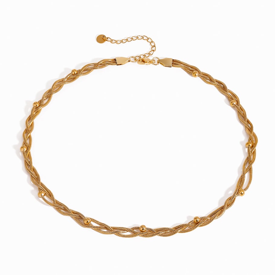 1 Stück Simple Series Einfache ringförmige Edelstahl-Ketten mit 18 Karat Goldbeschichtung für Damen Bild6