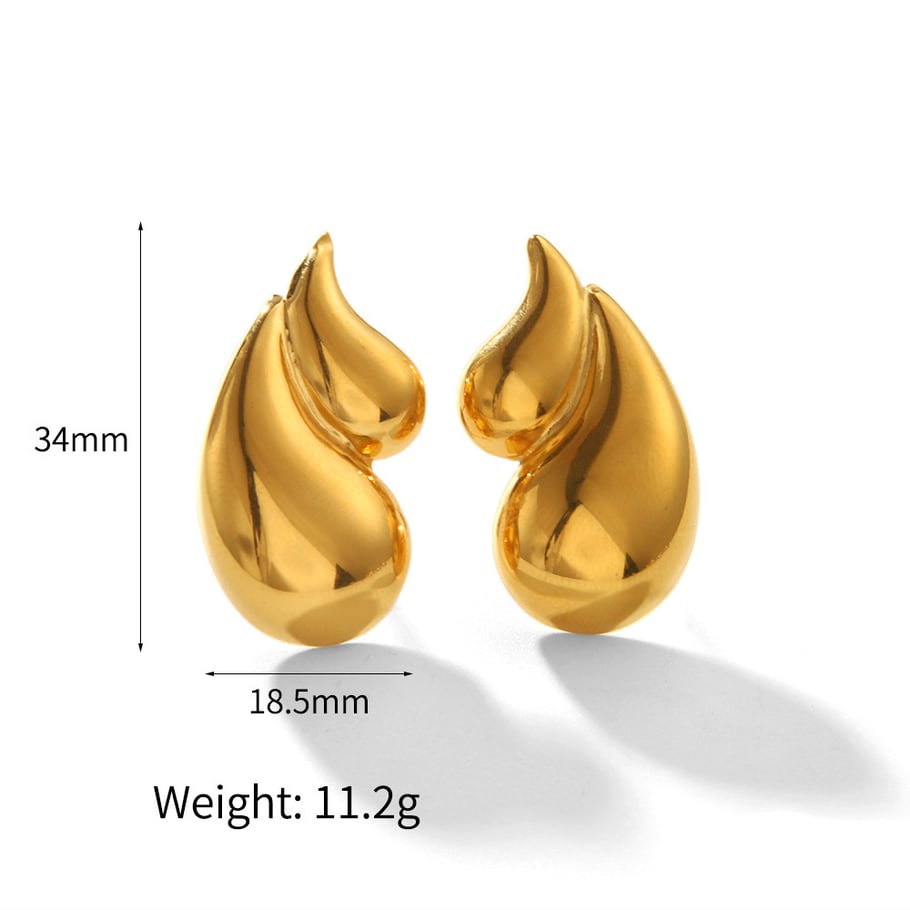 1 Pair Simple Series ins style Droplet 18K Gold Plated Women Stud Earrings Picture5