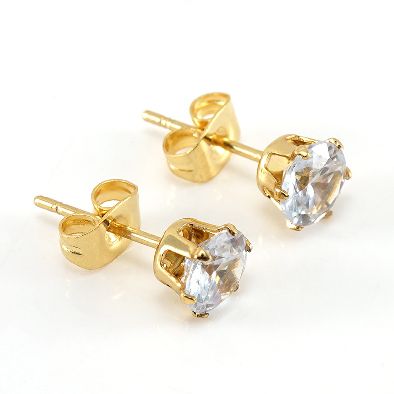 1 Paar Simple Series Einfache, einfarbige Ohrstecker aus Edelstahl mit 18 Karat Goldbeschichtung und Kunstperlen für Damen Bild6